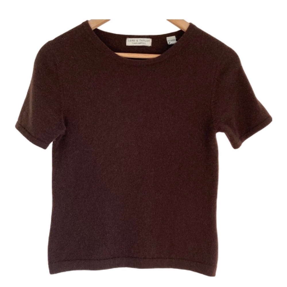 Lord & Taylor Chocolate 100% Cashmere Knit Top